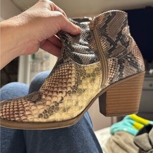 SUGAR Tarah Snakeskin Pattern Ankle Booties